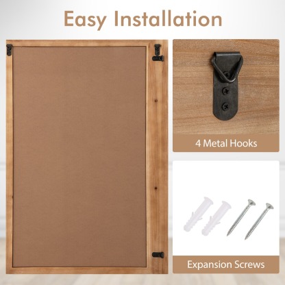 Ellegnt Farmhouse Wall Mirror with Wooden Frame for Vertical or Horizontal Mounting