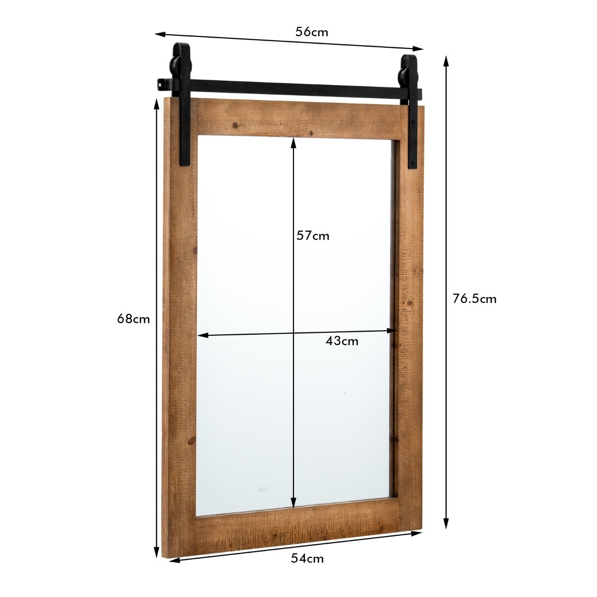 Ellegnt Wall Mirror with Solid Wooden Frame and Metal Brackets