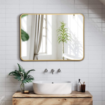 Ellegnt Rectangular Mirror with Aluminum Alloy Frame for Bathroom