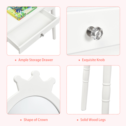 Ellegnt Vanity Makeup Table Set with Real Mirror