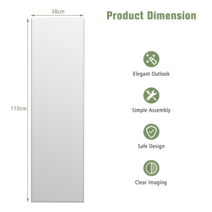 Ellegnt Full Length Rectangle Frameless Mirror with Beveled Edge for Living Room