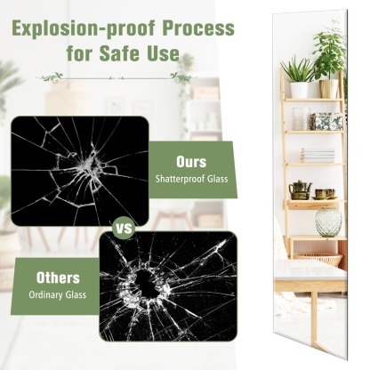 Ellegnt Full Length Rectangle Frameless Mirror with Beveled Edge for Living Room