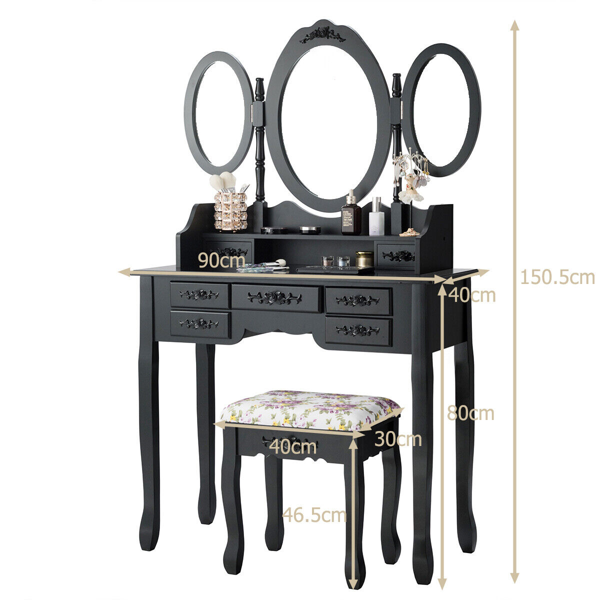 Ellegnt Dressing Table Set with Makeup Desk & Stool