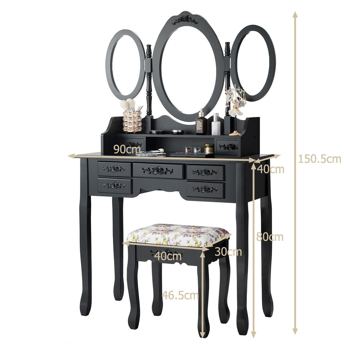 Ellegnt Dressing Table Set with Makeup Desk & Stool