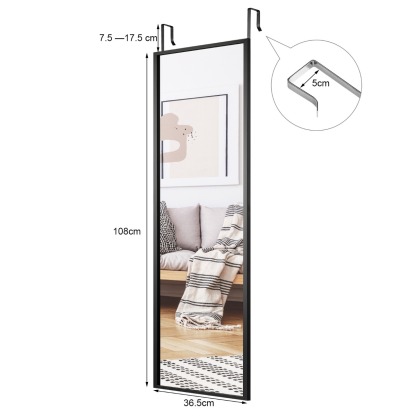 Ellegnt Full length Mirror with Height Adjusting Hanging Hooks