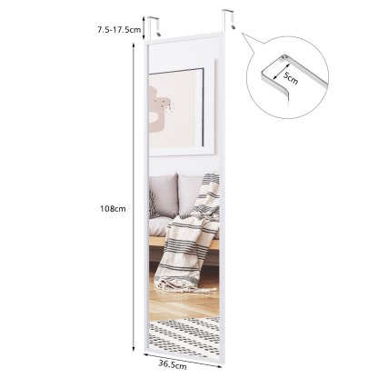 Ellegnt Full length Mirror with Height Adjusting Hanging Hooks