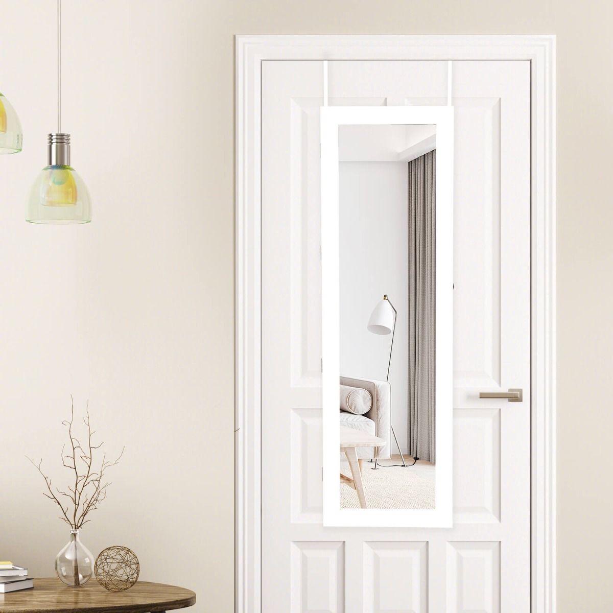 Ellegnt Jewelry Cabinet Lockable with Full-Length Mirror and 15 LED Lights