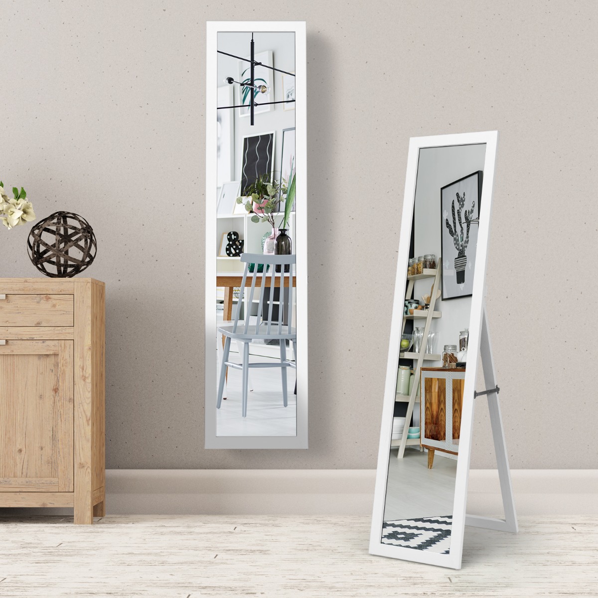 Ellegnt Full-length Wood Mirror with Wooden Frame