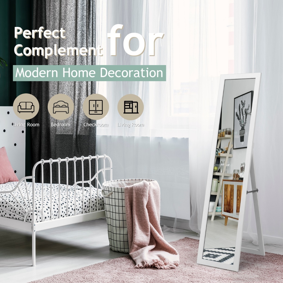 Ellegnt Full-length Wood Mirror with Wooden Frame