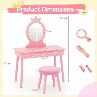 Ellegnt Vanity Makeup Table Set with Real Mirror