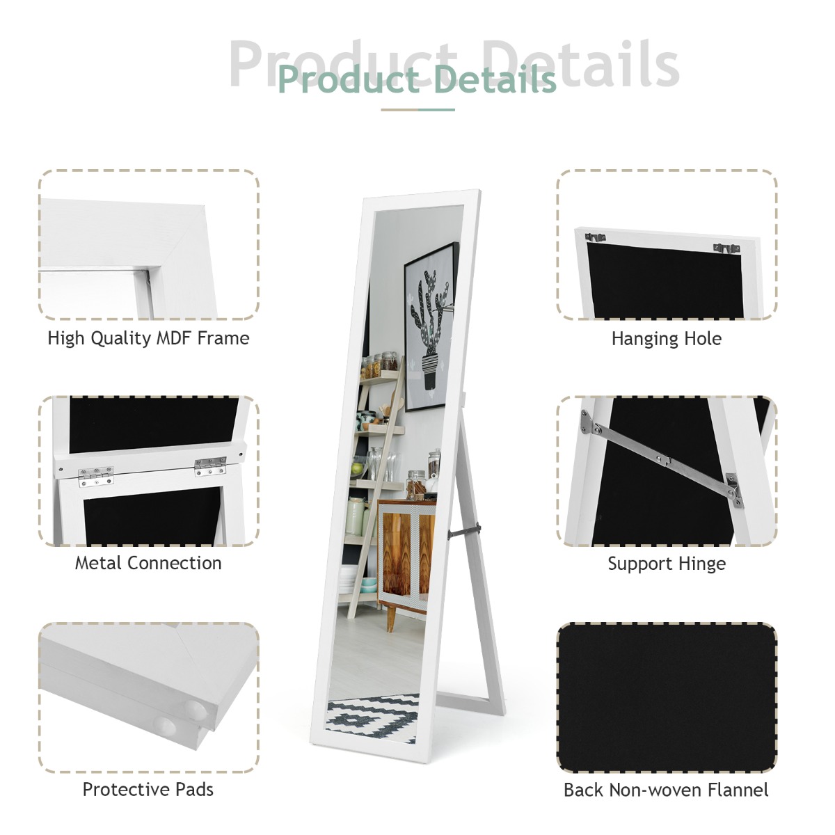 Ellegnt Full-length Wood Mirror with Wooden Frame