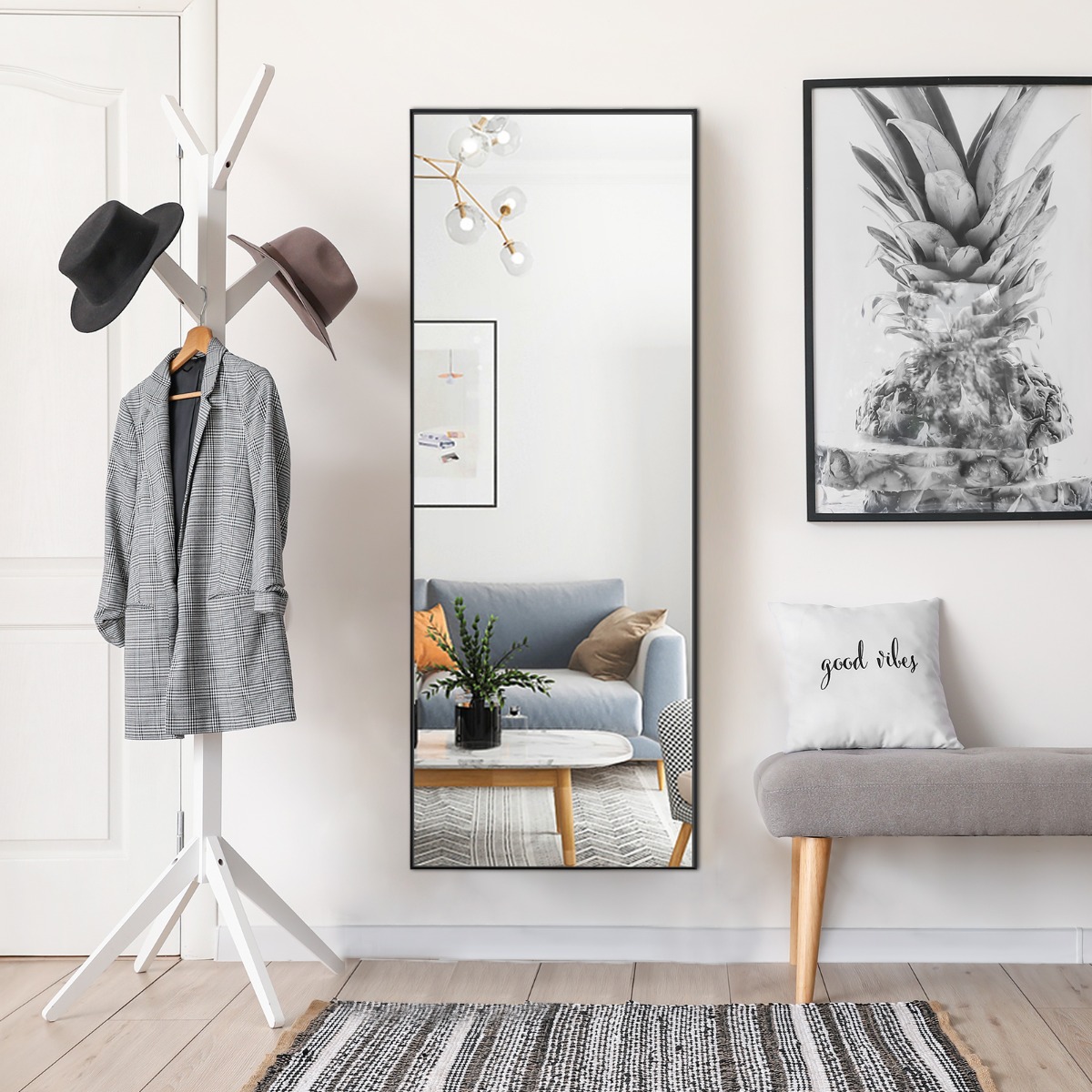 Ellegnt Full Body Mirror with Rectangular Aluminum Frame