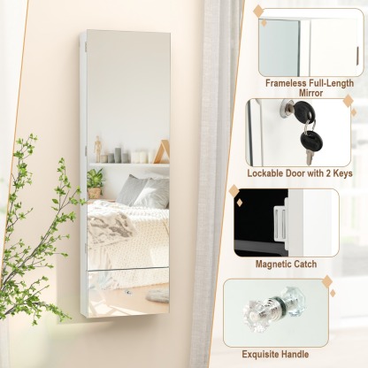 Ellegnt 120 CM LED Jewelry Mirror Cabinet with Full-Length Frameless Mirror