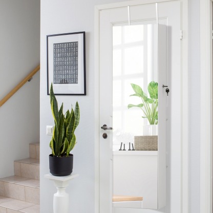 Ellegnt Lockable Mirror Jewelry Cabinet with 3-Colour LED Light