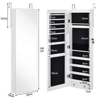 Ellegnt Jewelry Storage Cabinet with 6 LED Lights and 2 Drawers