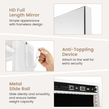 Ellegnt 360° Swivel Jewelry Cabinet Armoire with Cosmetics Storage