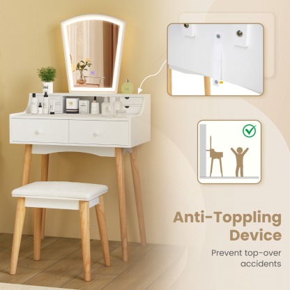 Ellegnt Vanity Makeup Table with 6 Drawers