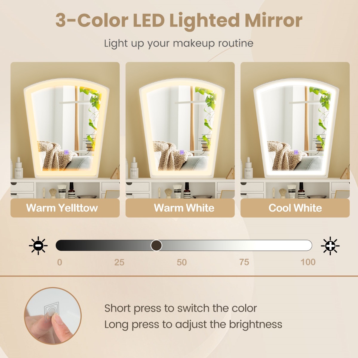 Ellegnt Vanity Makeup Table with 6 Drawers