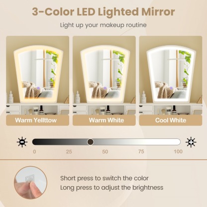 Ellegnt Vanity Makeup Table with 6 Drawers