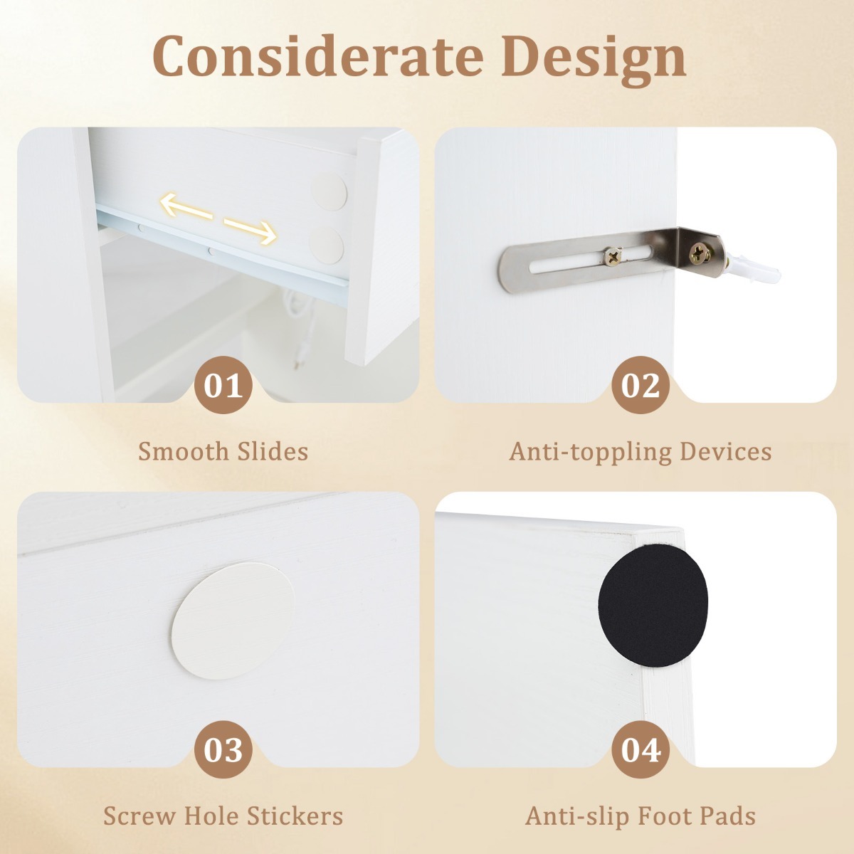 Ellegnt Makeup Table Vanity Desk with Mirror Lights and 3 Light Modes