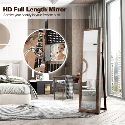 Ellegnt Free Standing Jewelry Armoire with Full Length Mirror for Bedroom
