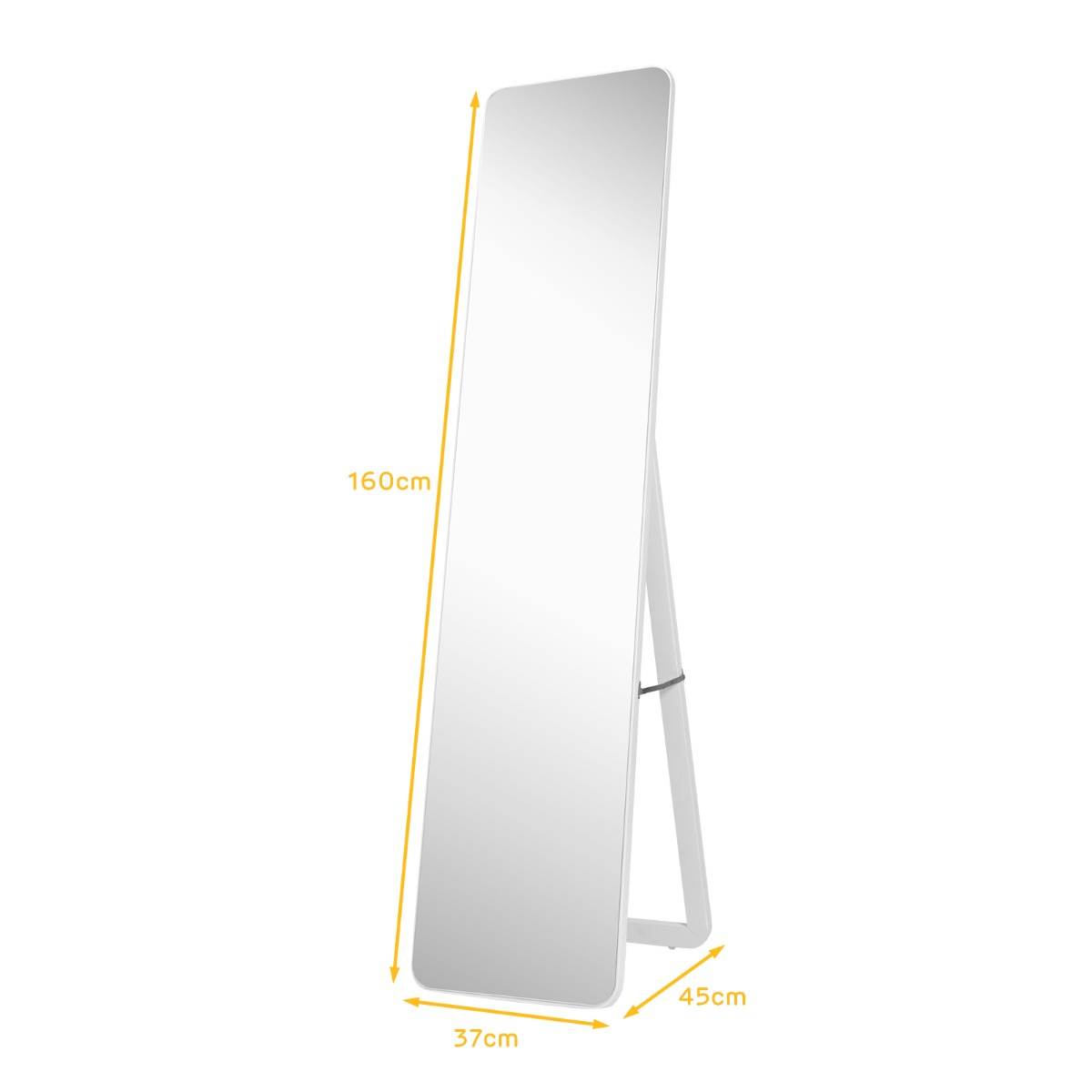 Ellegnt Floor Mirror with Stand and Solid Wood Frame for Living Room