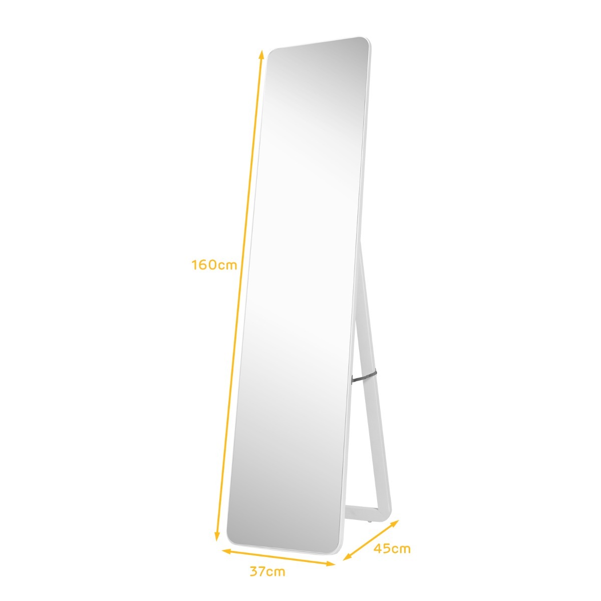 Ellegnt Floor Mirror with Stand and Solid Wood Frame for Living Room