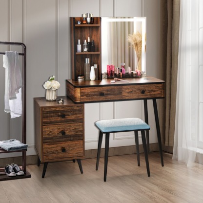Ellegnt Multifunctional Makeup Vanity/ dressing Table with 3-in-1 Charging Station for Bedroom