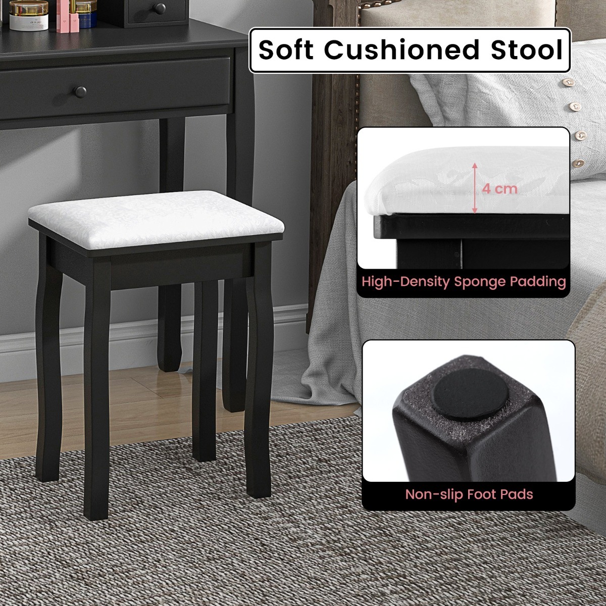 Ellegnt Vanity Dressing Set with 10 Dimmable LED Lights and Mirror