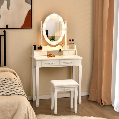 Ellegnt Dressing Table with Illuminated Mirror for Women