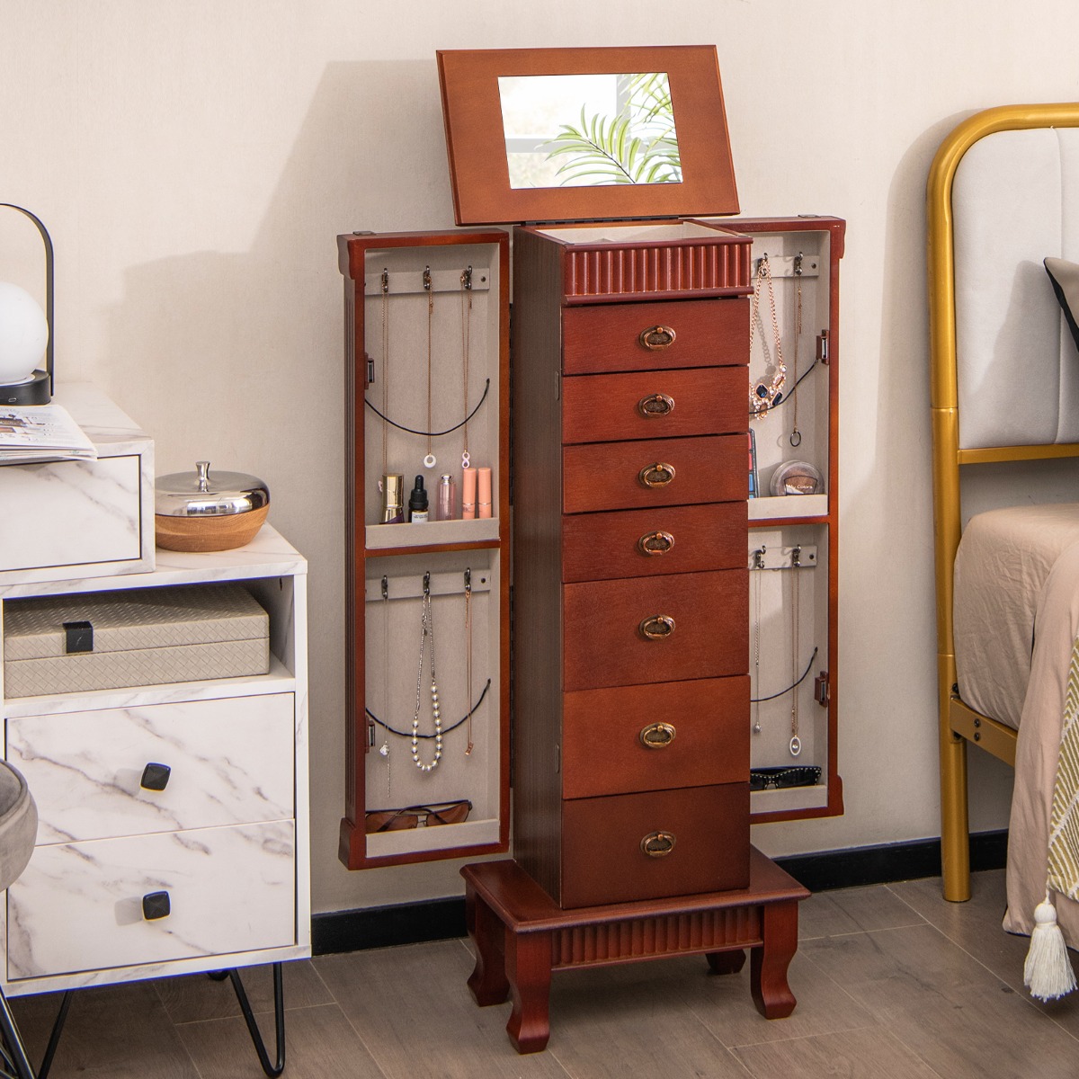 Ellegnt Jewelry Armoire Cabinet Standing Jewelry Storage Organizer