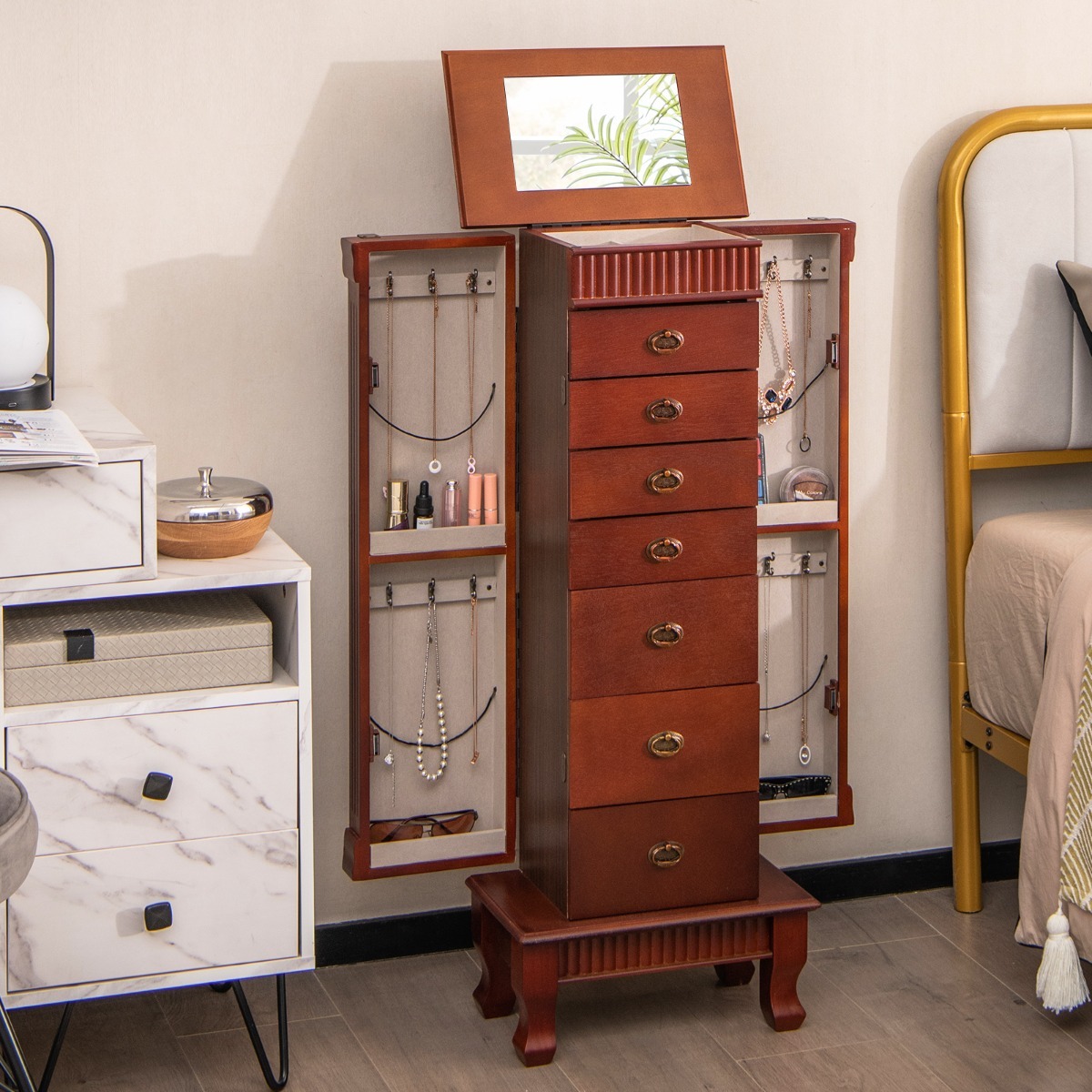 Ellegnt Jewelry Armoire Cabinet Standing Jewelry Storage Organizer