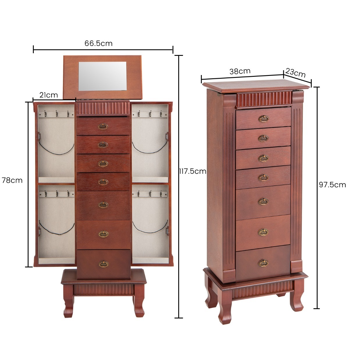 Ellegnt Jewelry Armoire Cabinet Standing Jewelry Storage Organizer