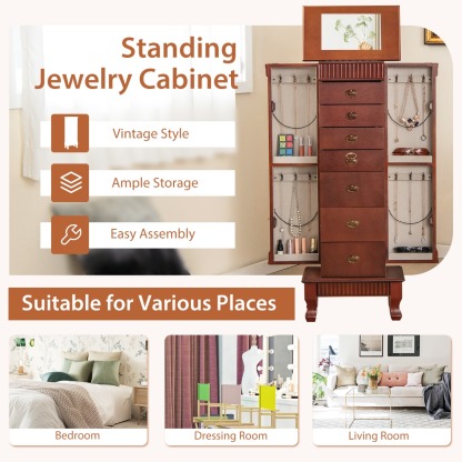 Ellegnt Jewelry Armoire Cabinet Standing Jewelry Storage Organizer