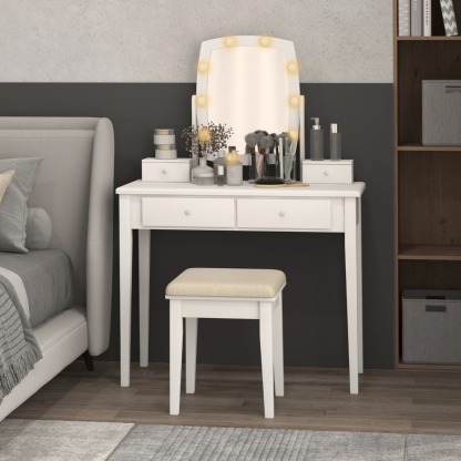 Ellegnt Dressing Table with 3-Colour Dimmable LED Lights