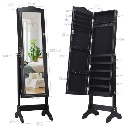 Ellegnt Full-length Lockable Jewelry Storage Armoire with 4 Tilting Angles