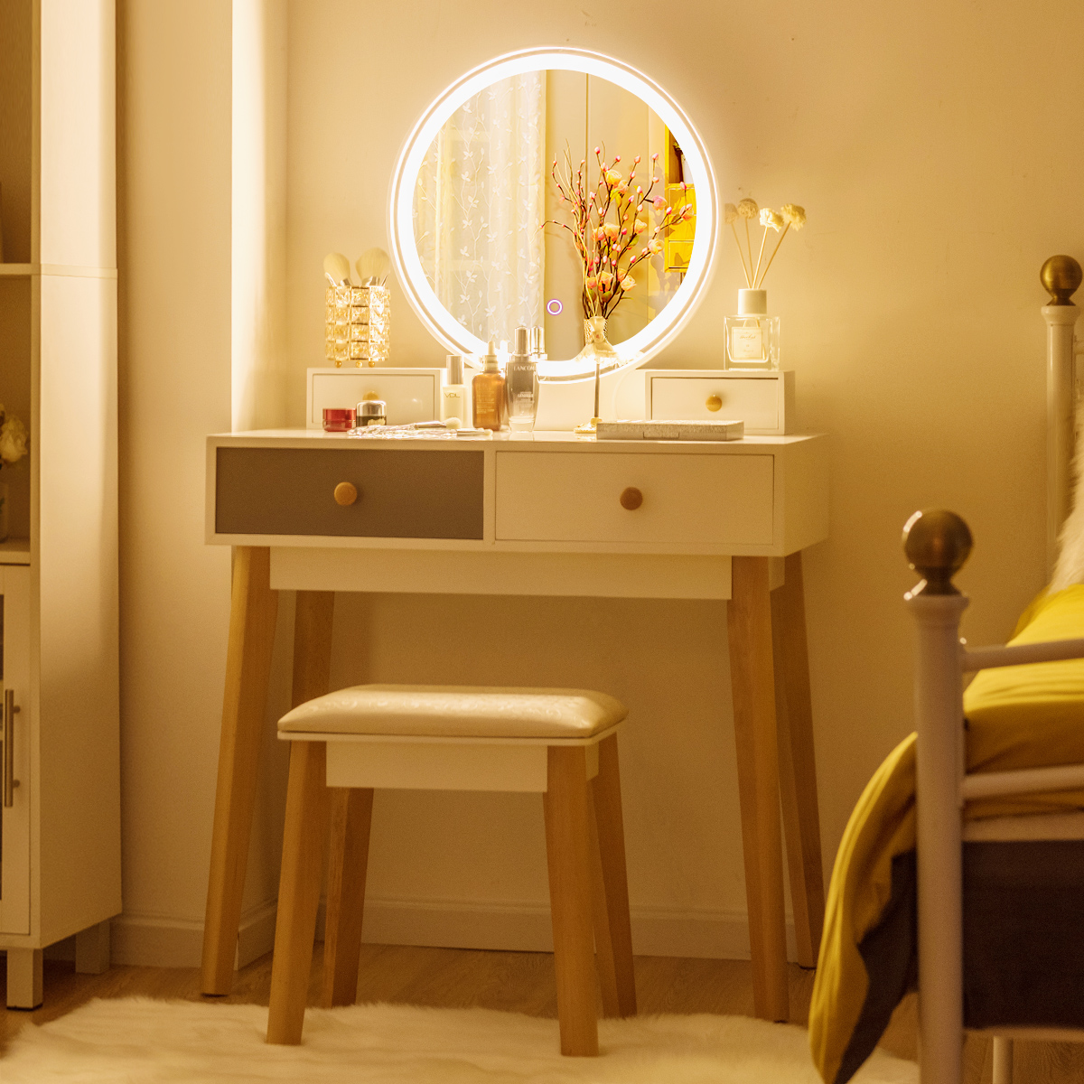 Ellegnt Dressing Table with Lights & Stool for Makeup