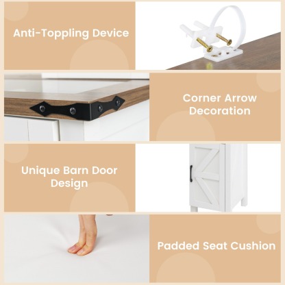 Ellegnt Farmhouse Makeup Vanity Desk with Mirror and Lights