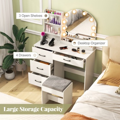 Ellegnt Makeup Vanity Desk with Mirror and Lights Dressing Table