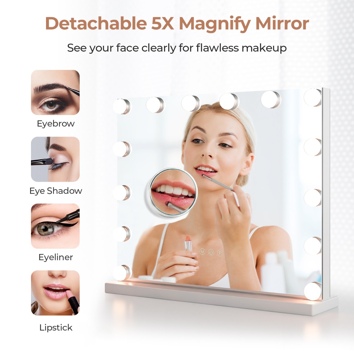 Ellegnt Hollywood Vanity Mirror with Lights and Adjustable Brightness