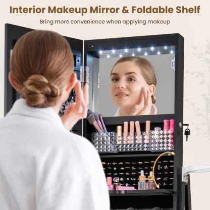 Ellegnt 360° Swivel Jewelry Cabinet with Full-Length Mirror