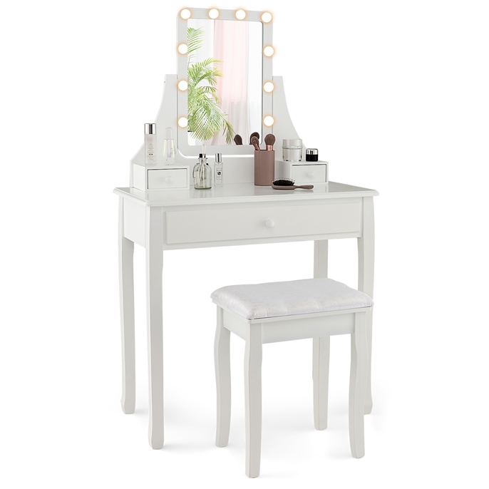 Ellegnt Dressing Table/ Makeup Vanity Set with 10 Dimmable LED Lights and Mirror