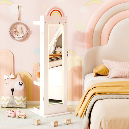 Kids Jewelry Cabinet with Lights with Full-Length Mirror