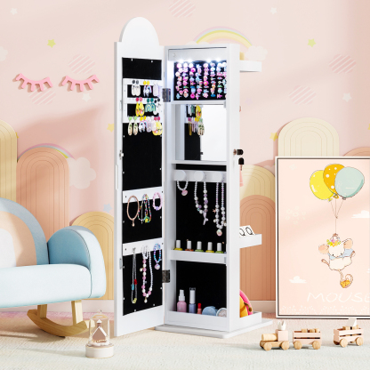 Kids Jewelry Cabinet with Lights with Full-Length Mirror