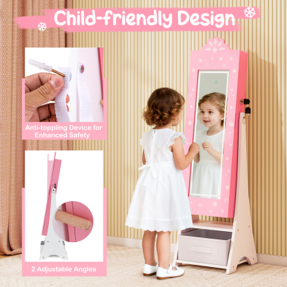 Standing Children Jewelry Organizer with Full-Length Mirror