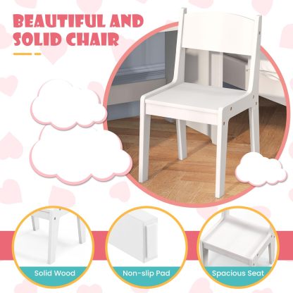 Kids Vanity, Princess Makeup Desk and Chair Set with Lights Mirror Drawer Storage Shelves