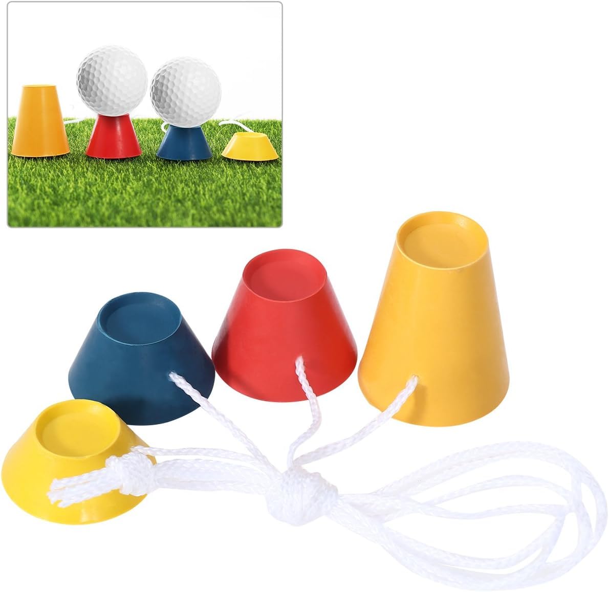 Tees de golf, 4 piezas de tees de golf, de plástico, goma jumbo, té de golf, para interior y exterior, esterilla de ejercicio, deportes, para entrenamiento en interiores y exteriores, 4 alturas