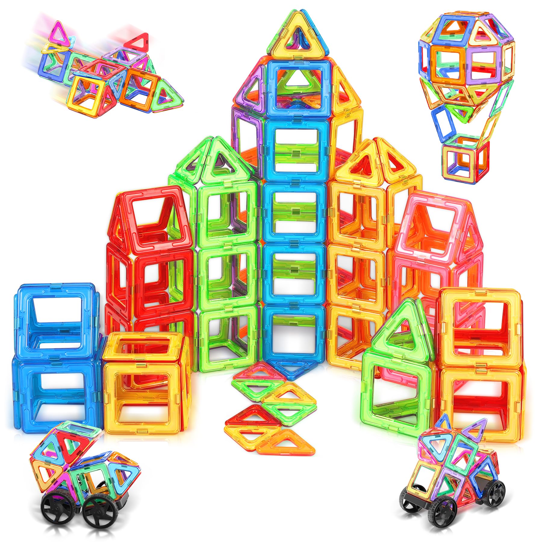  Bloques Magneticos Construccion Niños 50 Piezas Magneticas Niños, Construcciones Magneticas Niños Bloques de Construcción Magnéticos, Juguetes Niños 3 4 5 6 7 8 Años