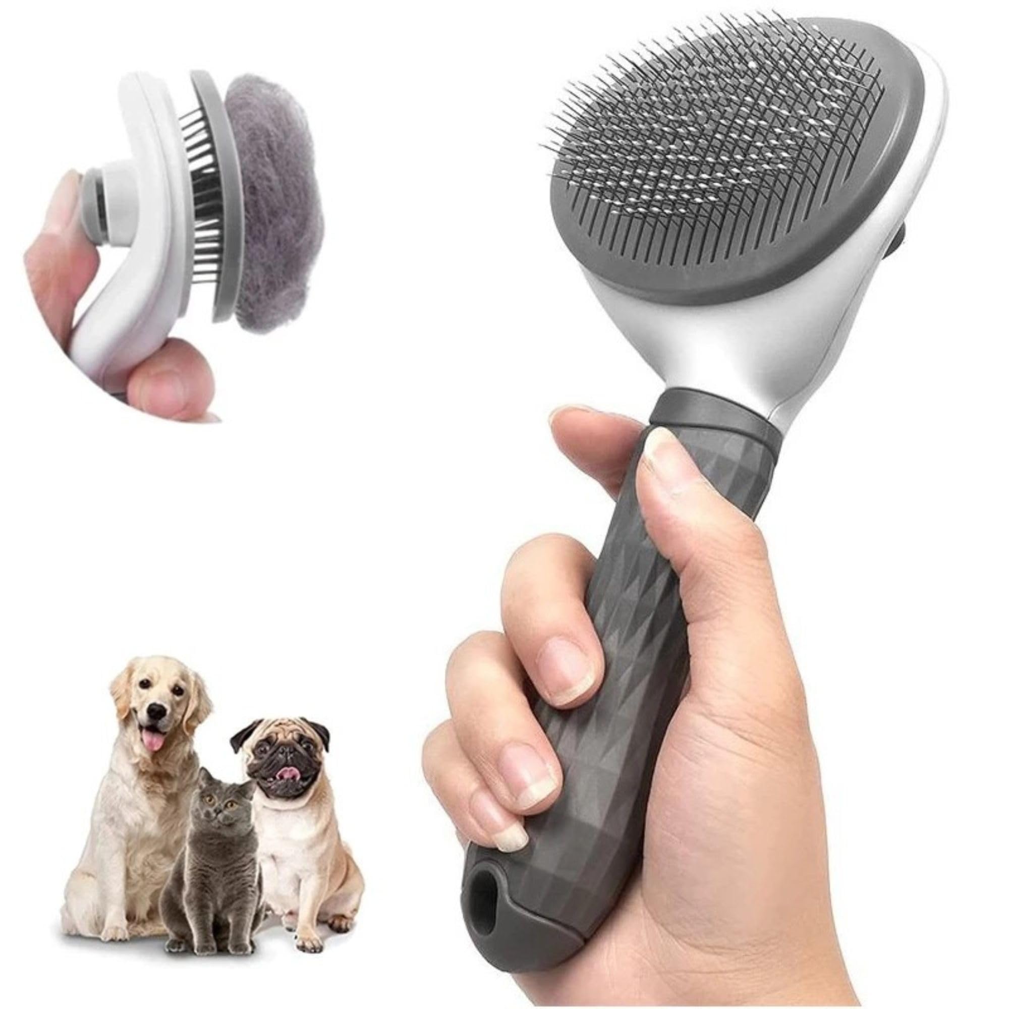 Cepillo para Perros y Gatos Autolimpiante, Quitapelos Mascotas, Peine Perro Gato Pelo Corto y Largo, Recoge Pelos mascotas, Deslanador