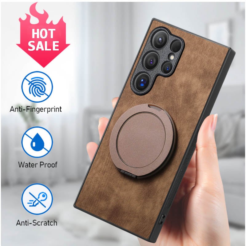 Magnetic Shockproof Leather Ring Stand Case For Samsung Galaxy S25/S24/S23/S22 Series and Galaxy A54/A55/A56